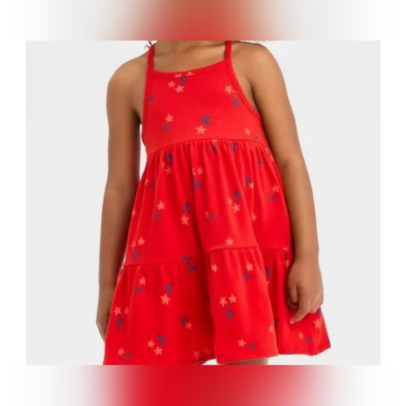 Cat & Jack Star Flowers Cross Back Thin Strap Red Casual Dress 4T NWT - Picture 1 of 7